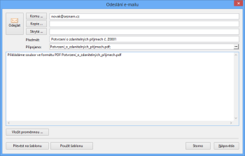PAMICA: Dialogové okno pro odesílání e-mailů přes SMTP server vypadá nyní stejně jako v programu POHODA.
